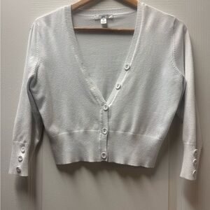 Elegant Light Gray Women's Cardigan Sweater
